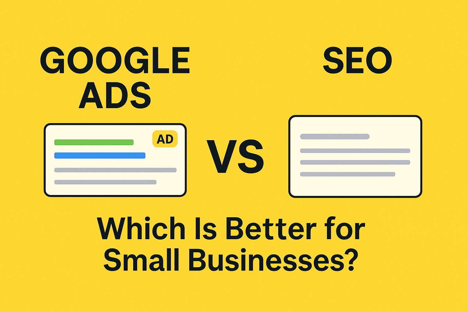 Featured image for “Google Ads vs SEO: Which Is Better for Small Businesses?”